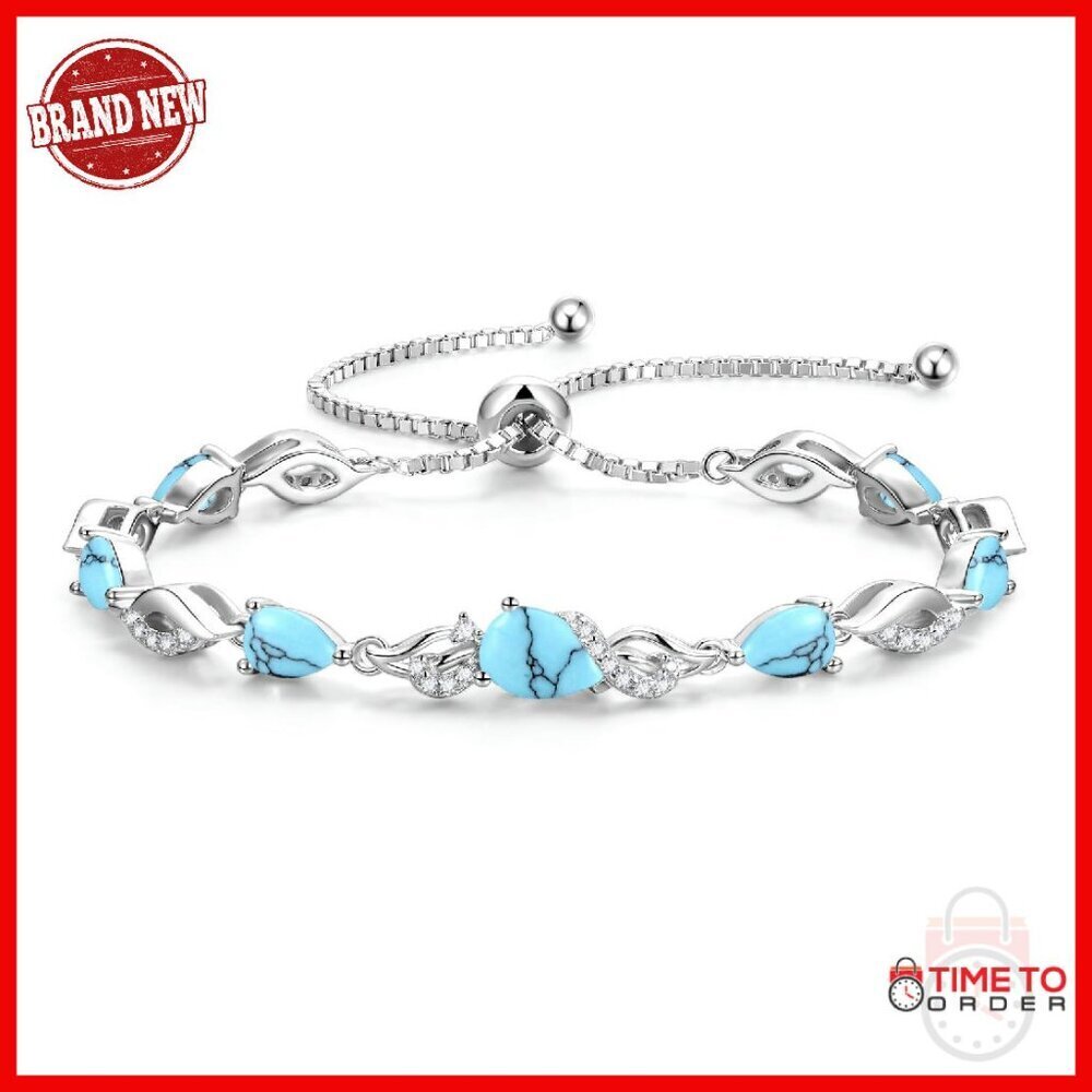 Sterling Silver Adjustable Tennis Bracelet with Teardrop Design